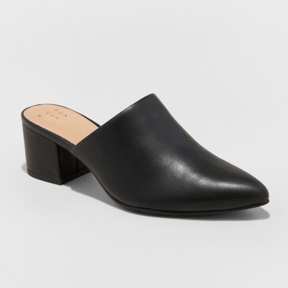 A New Day - Black Pointed Heel Mules - size 8